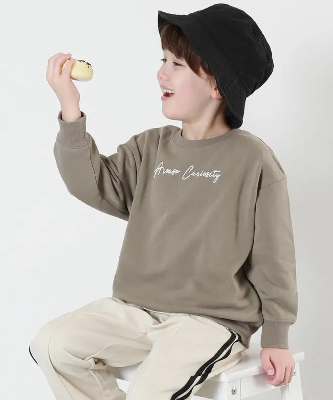 日本 devirock - 熱銷定番 印花縮口長袖上衣-動物們-灰杏