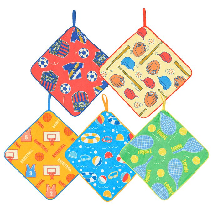 akachan honpo - 擦手巾5條組-運動 (25×25cm)