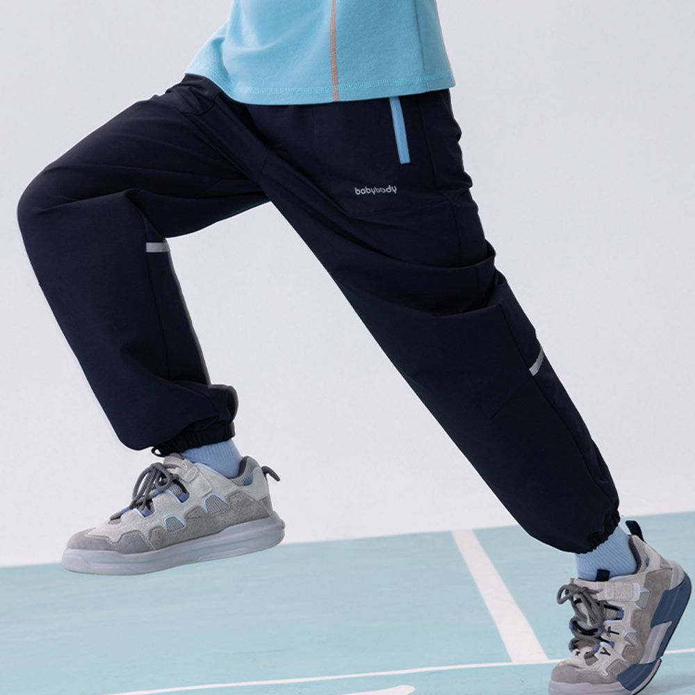 輕盈防水休閒長褲-安全反光條-藏青