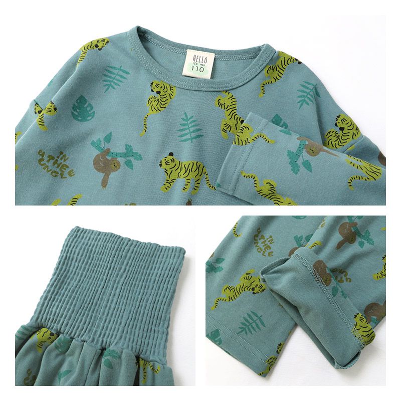 日本 ZOOLAND - 舒適保暖腹卷長袖睡衣/家居服-獨角獸-淺紫