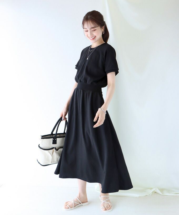 日本 BLUE EAST - 棉混透氣修身泡泡短袖洋裝-藍