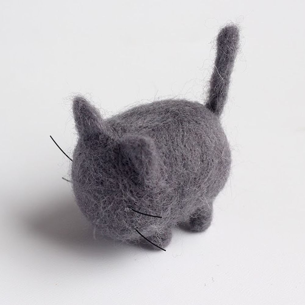Diy寵物造型羊毛氈戳戳樂材料包-灰色貓咪