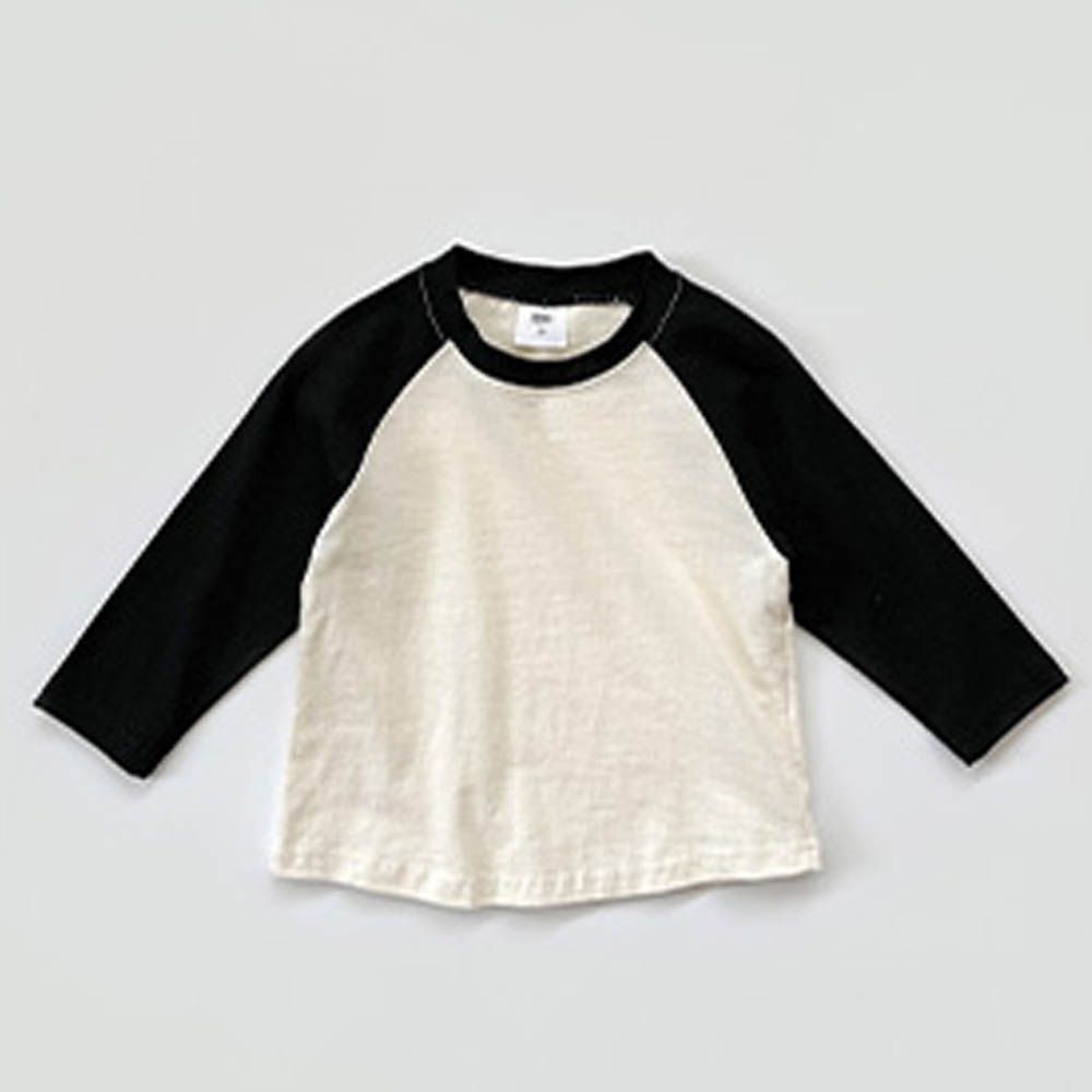 W.S.B. 極簡拼色純棉長袖上衣-黑