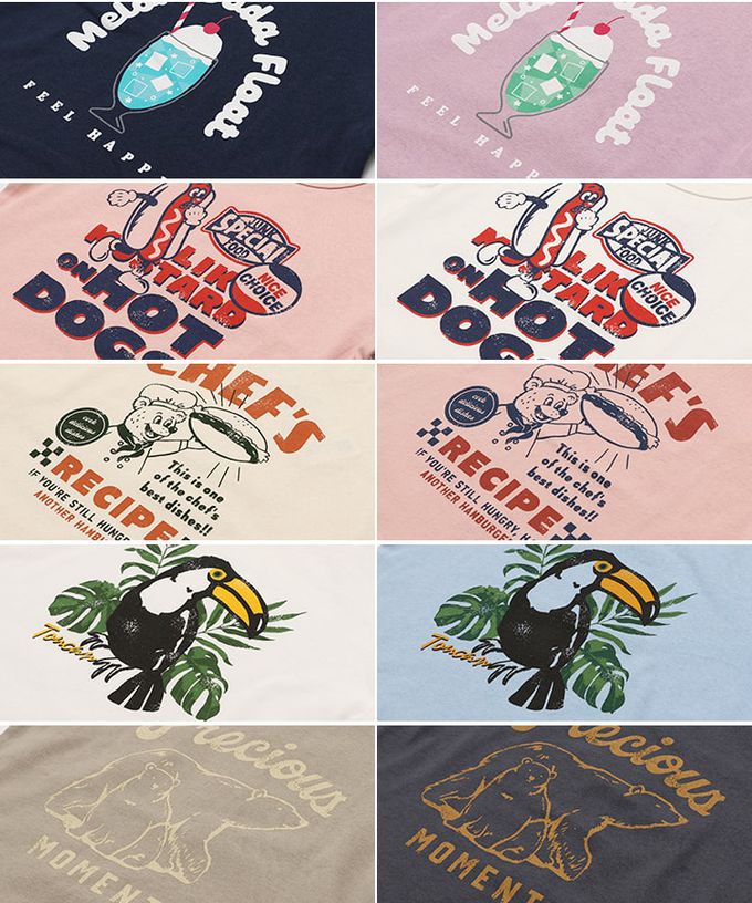 日本 Chil2 - 100%棉 定番印花短袖上衣-薯條好朋友-淺藍