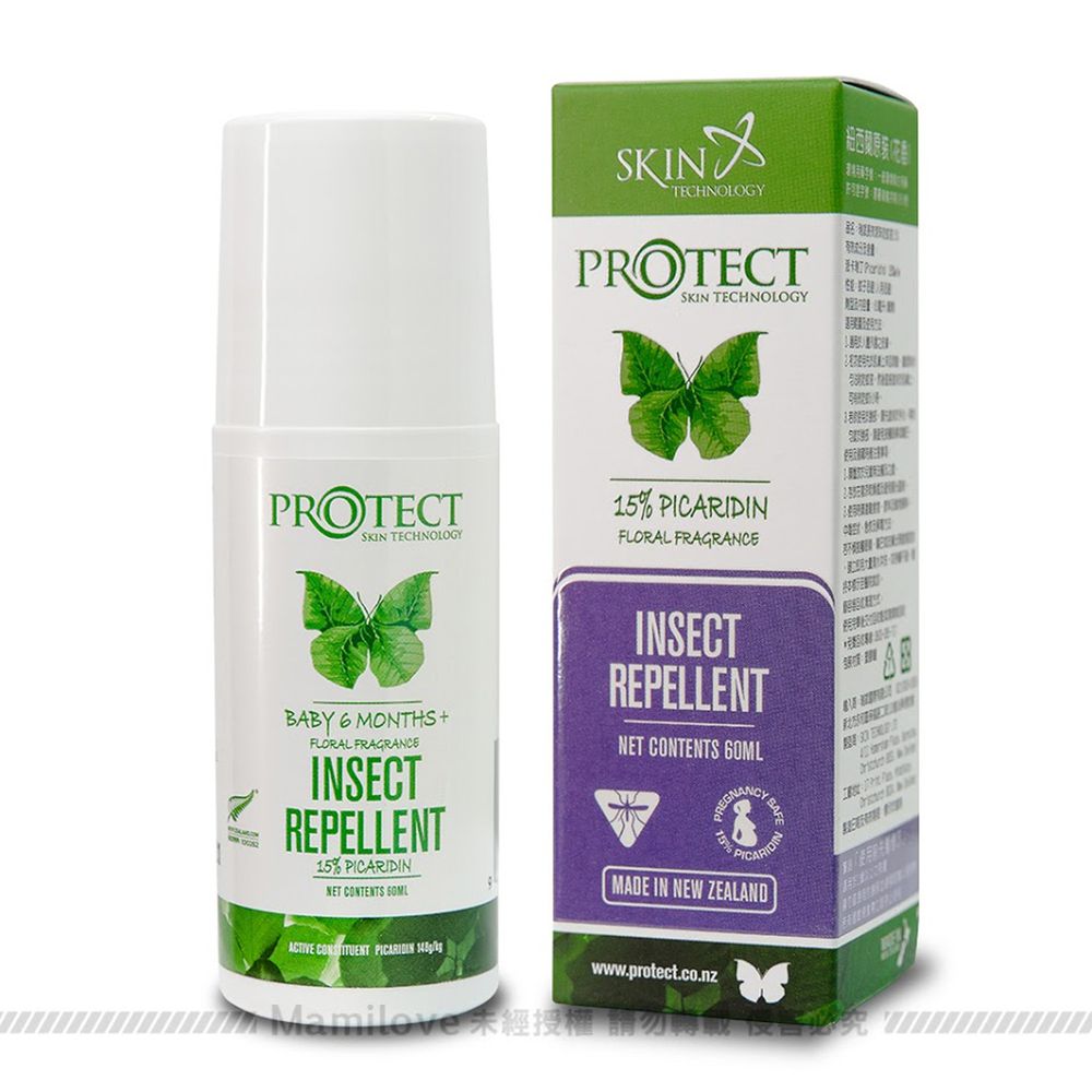 紐西蘭 Skin Technology Protect - 15%派卡瑞丁Picaridin 瑞斌6H長效防蚊滾珠瓶-花香-60ml