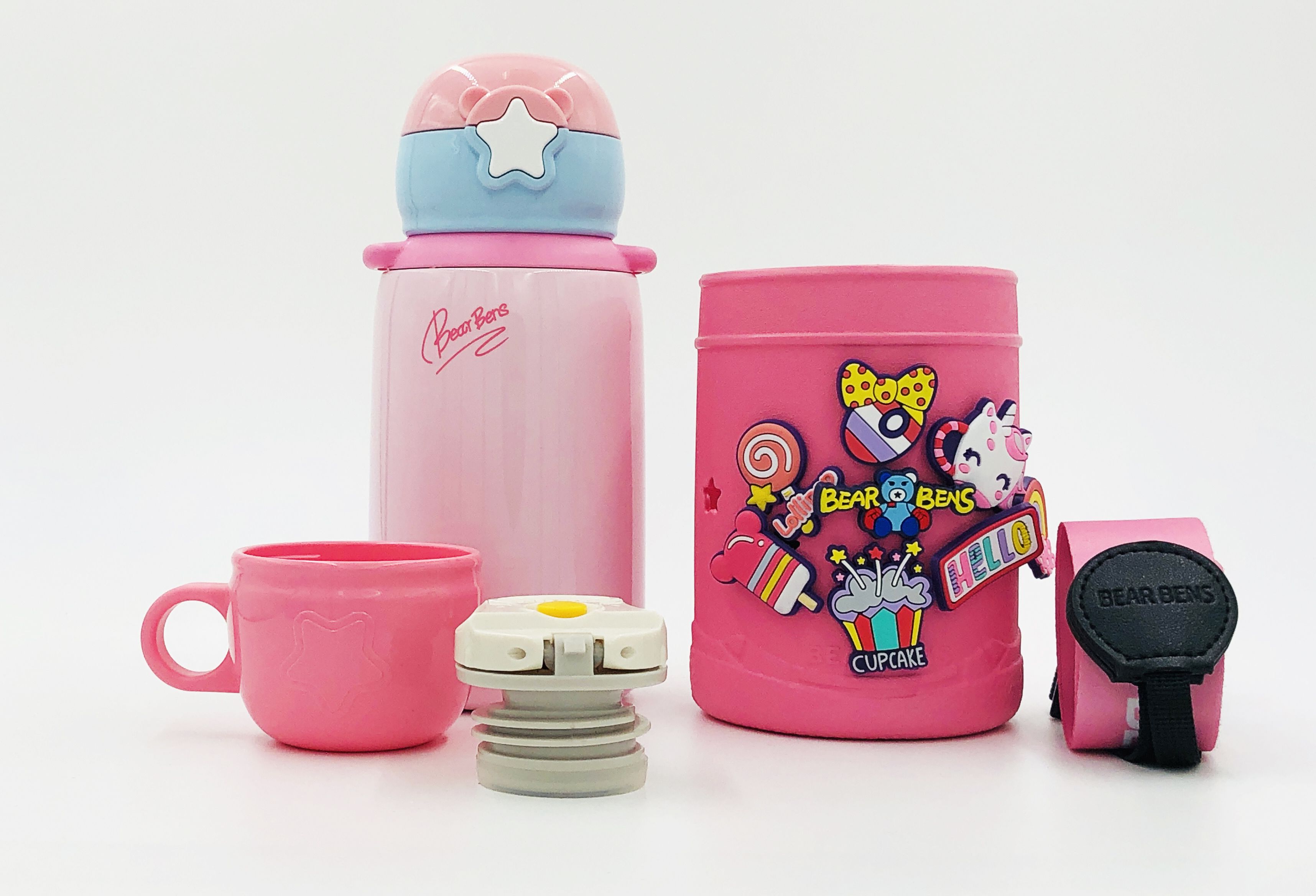 Bear Bens 熊本士 - 動動樂DIY系列保溫瓶(附水壺套)-粉色-360ml