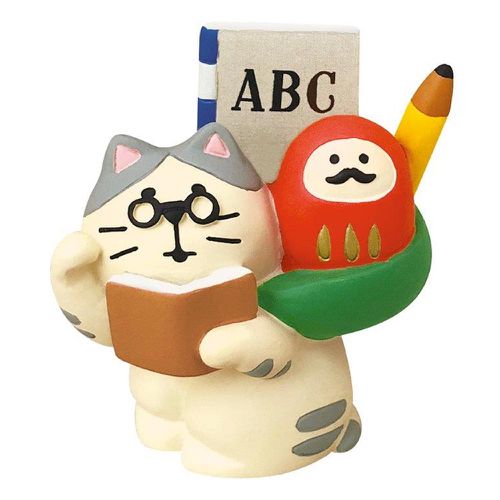 日本 Decole - 可愛新年小擺飾好運貓咪-學業成就 (4.3x2.5x4.6cm)-『LINE禮物專屬』