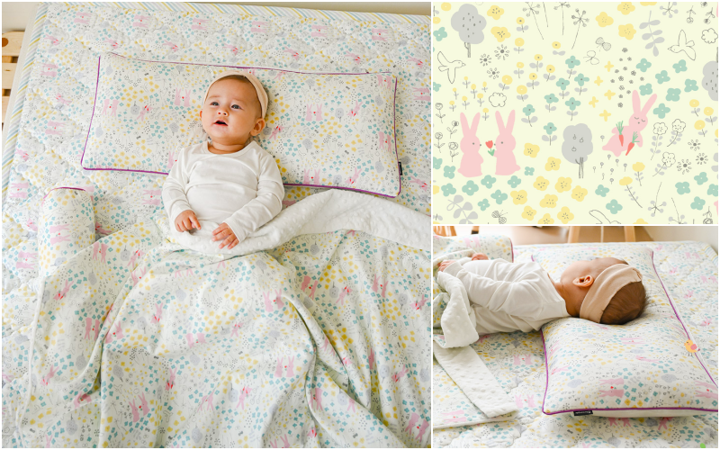 【 韓國 Formongde 】雙面材質兒童枕 花花小兔