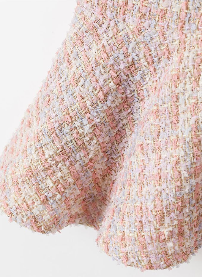 韓國 OZKIZ - 小香編織風格連身背心洋裝-粉紫