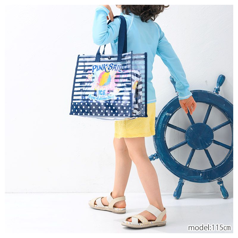 日本 ZOOLAND - 防水PVC手提袋/游泳包-E海洋風情-薄荷 (25x34x11cm)