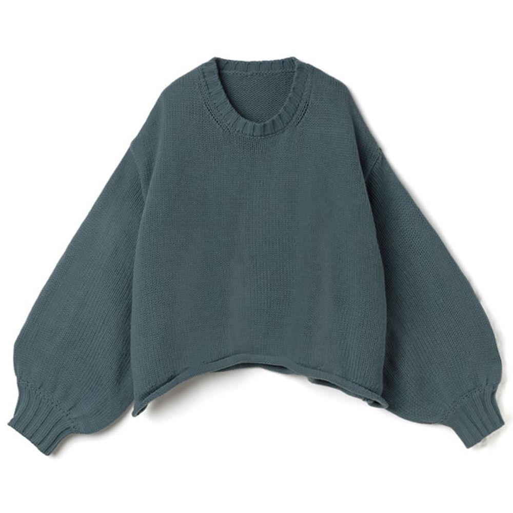 日本 GRL - 慵懶寬鬆短版針織上衣-綠