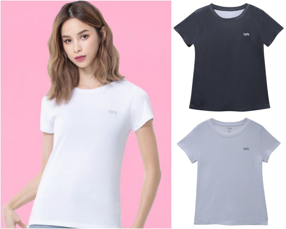 WIWI - 短版-素面防曬排汗短版涼感衣-女-純淨白