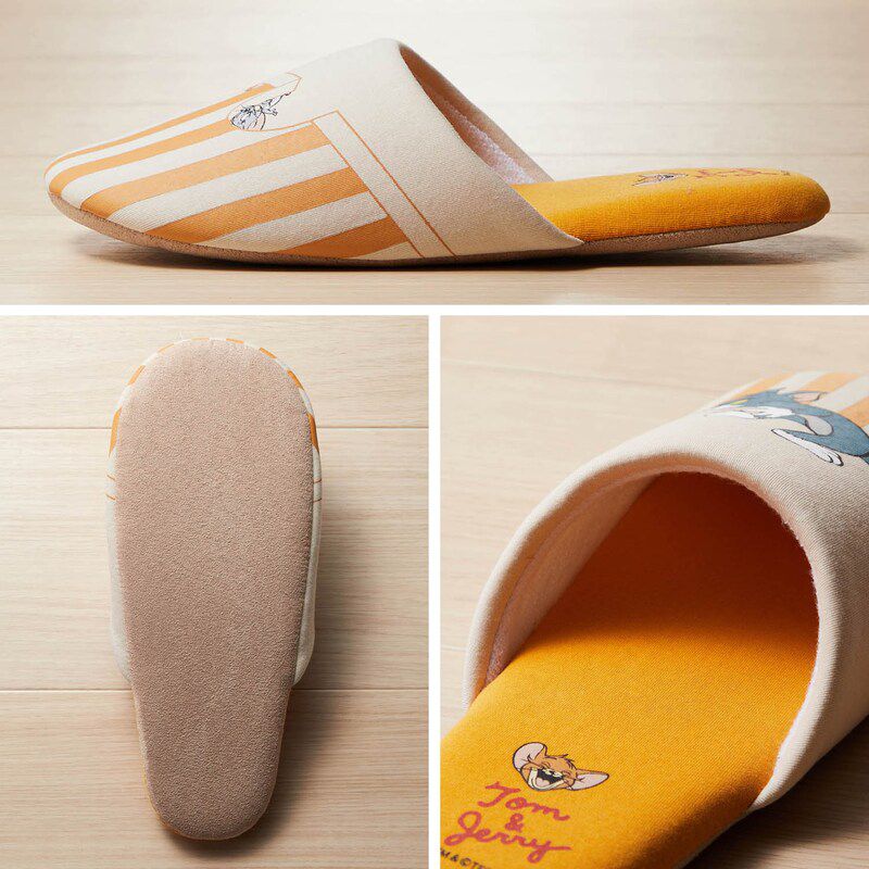 日本千趣會 - 湯姆貓與傑利鼠 鞋底防噪音室內拖鞋-橘 (M(23-25cm))
