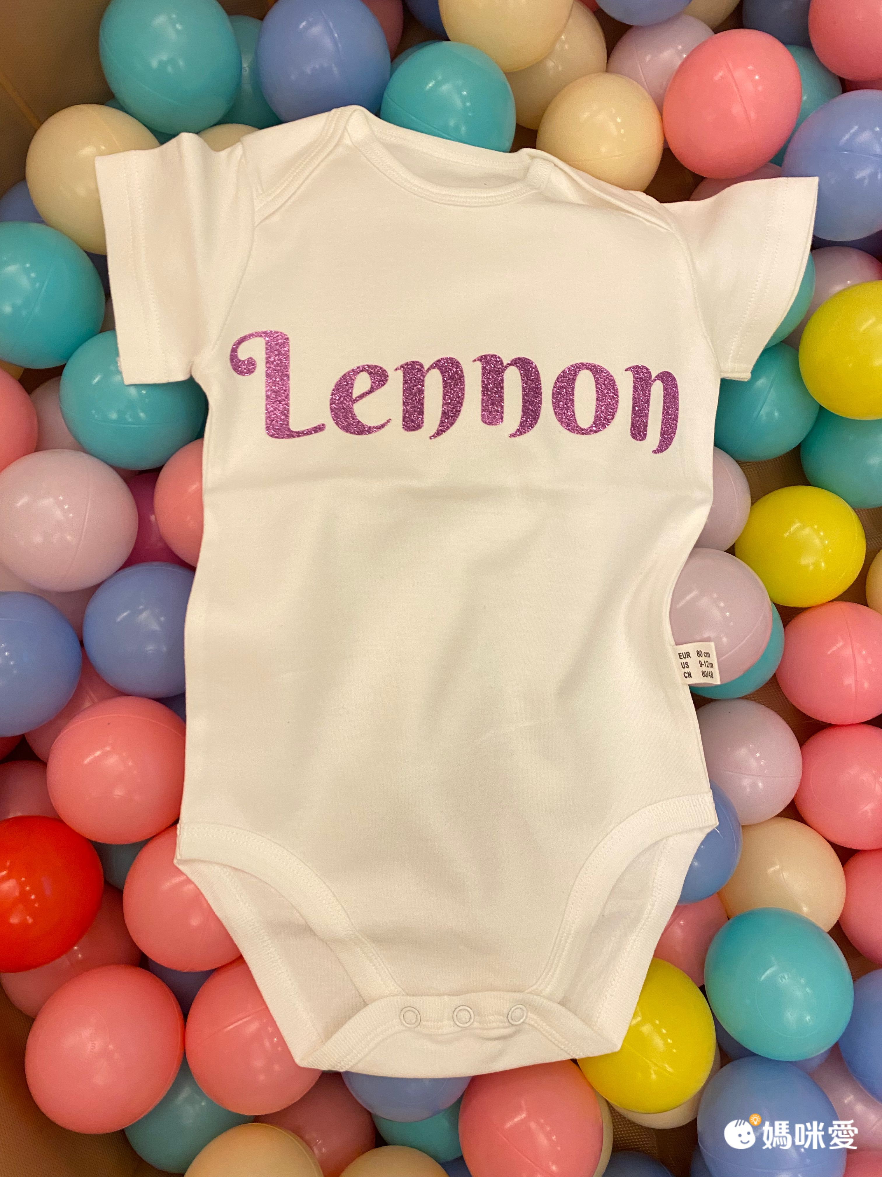 la petite Citron - 客製姓名 燙金純棉包屁衣/T-Shirt上衣-寶藍色-客製化英文名限8字內