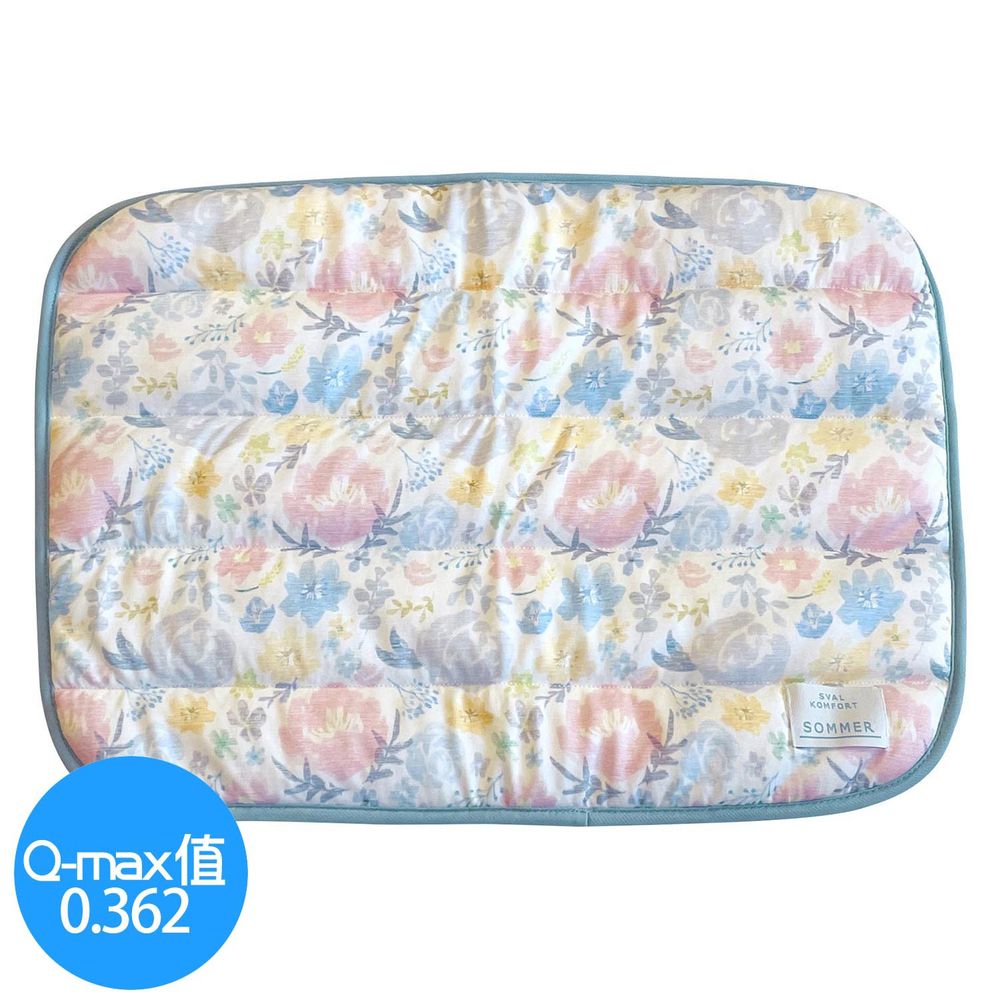 日本 DAIKAI - 接觸涼感枕頭套-愜意花園-粉藍 (50x37cm)