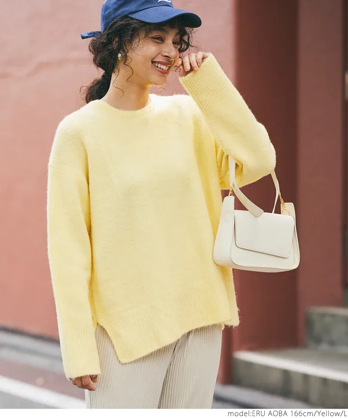 日本 COCA - ふあふあ 柔軟百搭針織毛衣-圓領-草綠