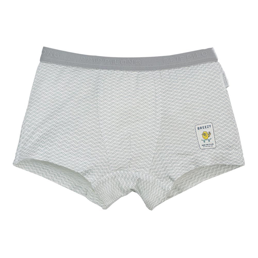 韓國 Ppippilong - 莫代爾親膚四角褲(男寶)-鏈形紋-米X灰