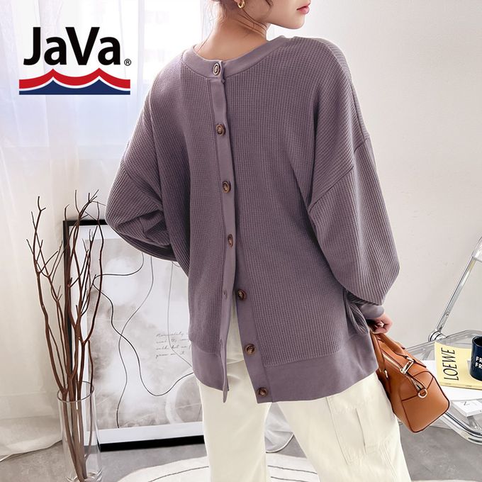 日本 Classical Elf - Java 2WAY柔軟華夫格薄針織外套-黑