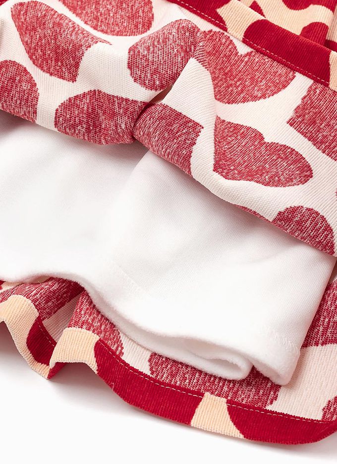 韓國 OZKIZ - (附小斜包) 紅色愛心燈芯絨洋裝-紅