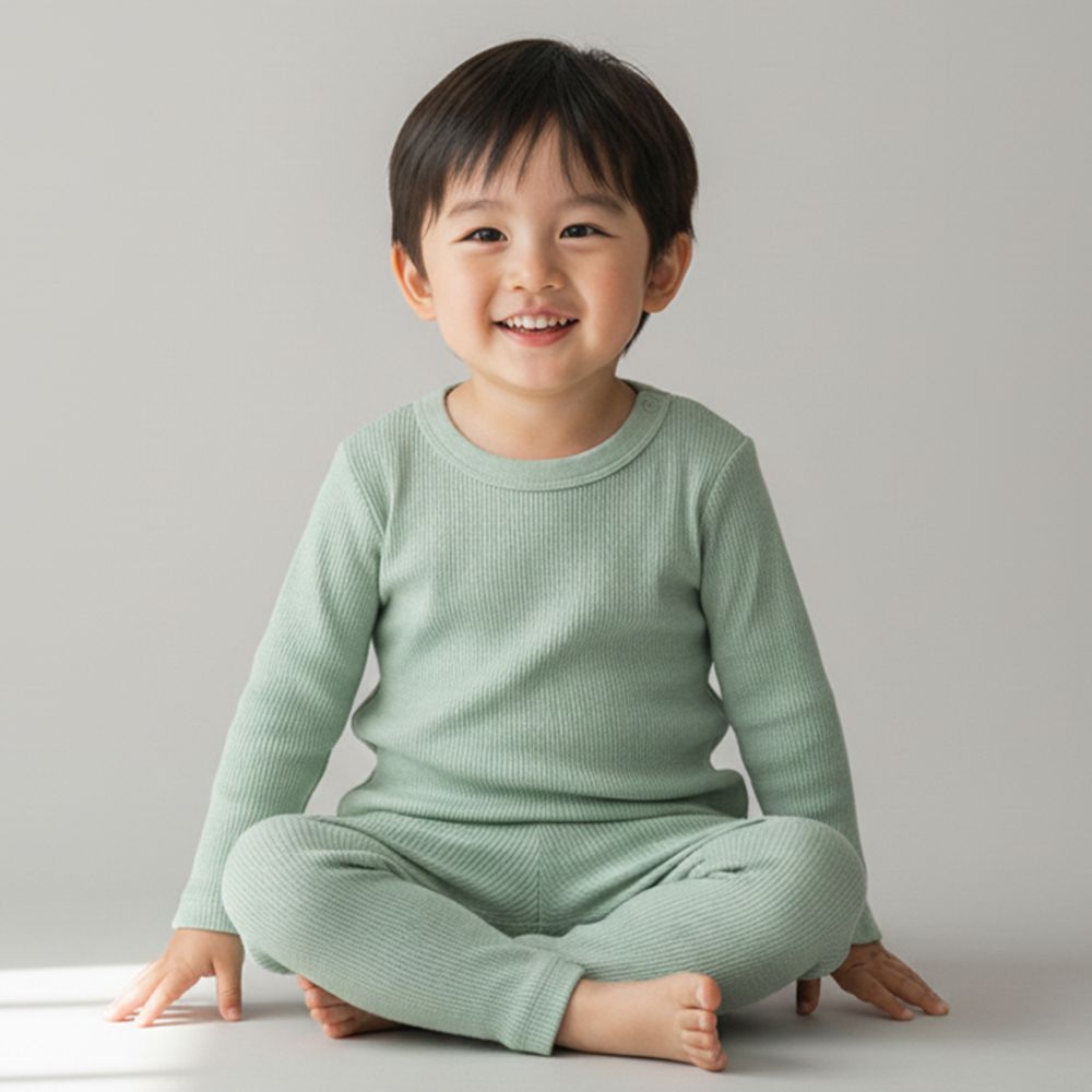 長袖經典T恤-華夫格材質-綠色