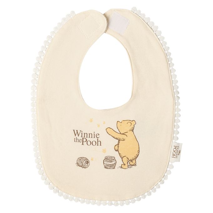 akachan honpo - 圍兜-復古小熊維尼-淺卡其色 (長29cmｘ寬24cm)