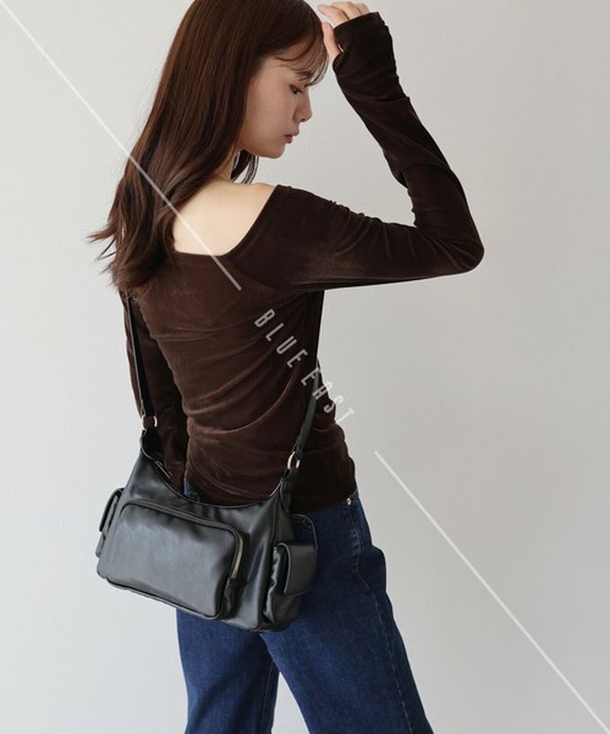 日本 BLUE EAST - 復古時尚多口袋迷你肩背包-黑