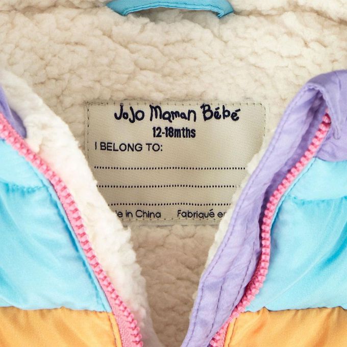 英國 JoJo Maman BeBe - 幼/兒童鋪棉蓬鬆保暖羊羔絨外套-彩虹萌鼠