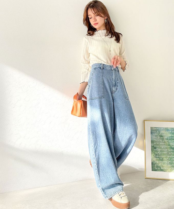 日本 Classical Elf - 圓弧修身廓形大口袋純棉丹寧褲-深藍