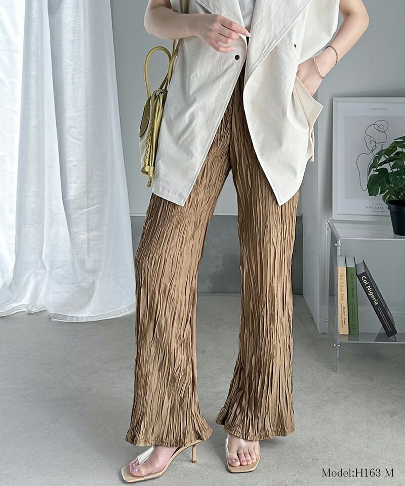 日本 Classical Elf - 低調光澤感楊柳垂墜寬褲-深灰