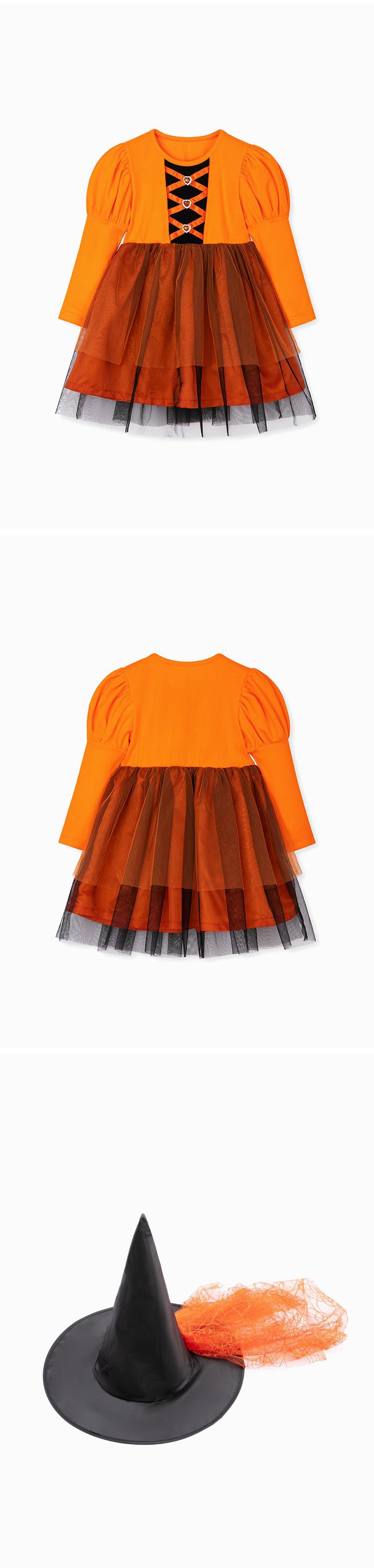 韓國 OZKIZ - (附帽子)南瓜女孩層次網紗洋裝