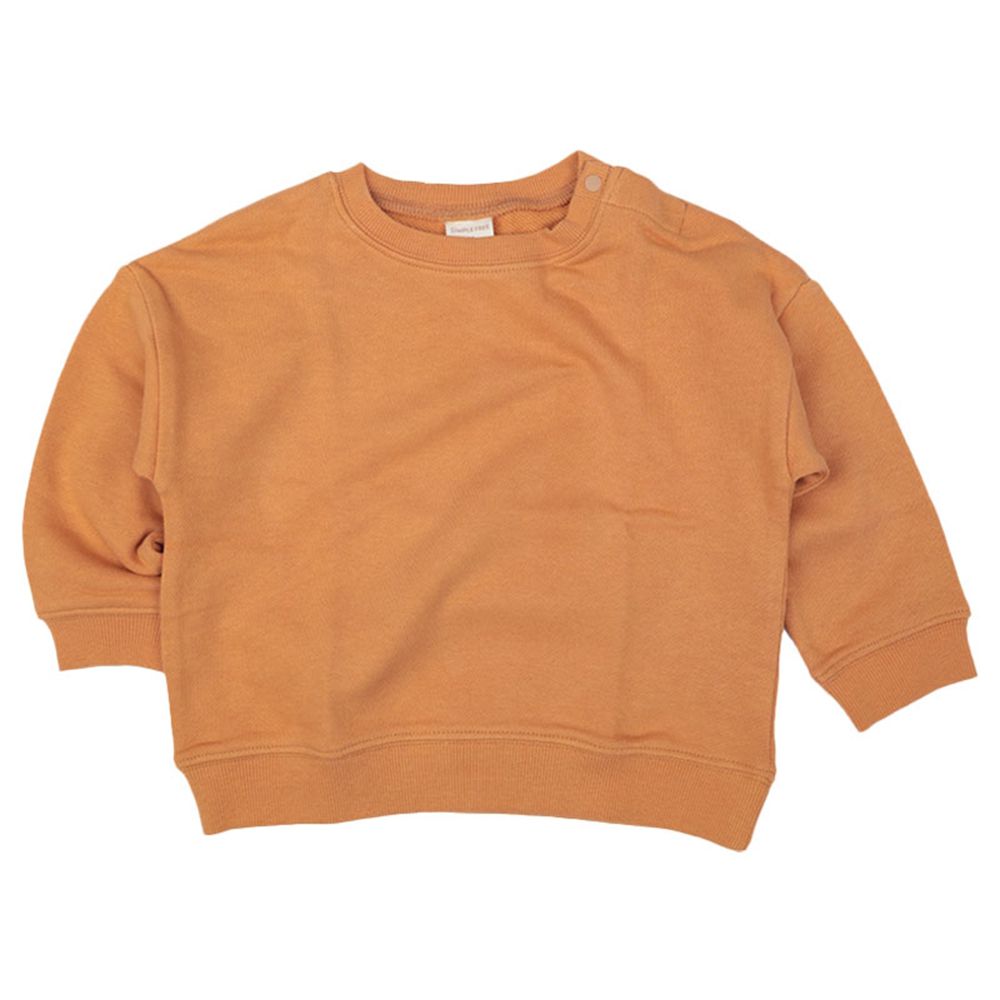 長袖經典休閒上衣-毛圈內裡-橘色