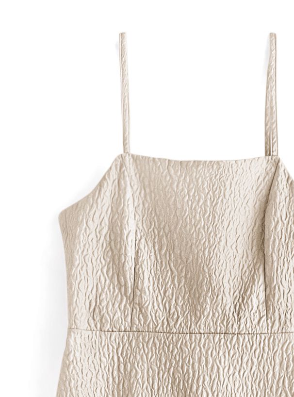 日本 GRL - 可愛後扭結泡泡袖吊帶裙-淺米杏 (F)