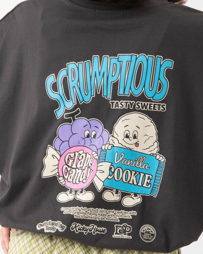 日本 gleam - 美式復古糖果印花寬大風短袖T恤-白