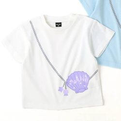 日本 ZOOLAND - 甜美女孩圓領短袖上衣-貝殼包包-白
