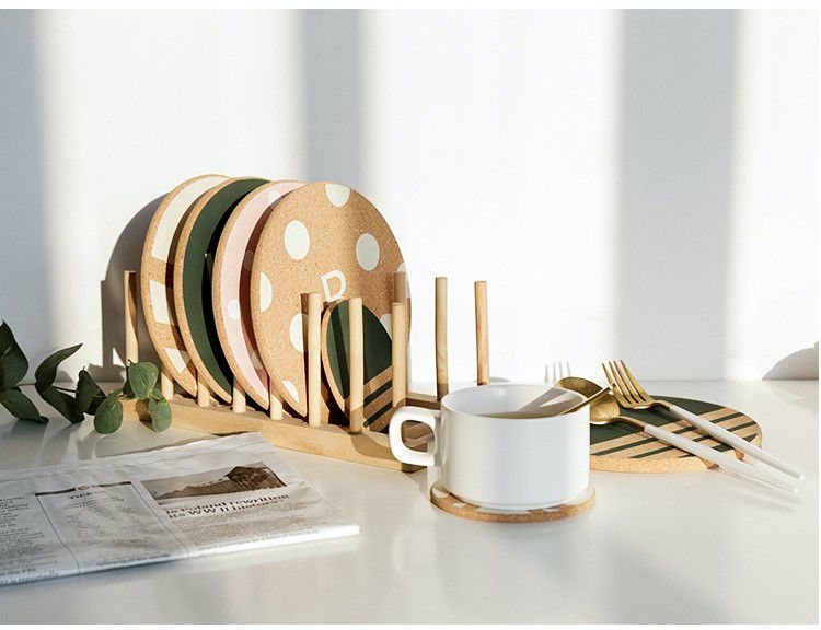 北歐軟木隔熱墊-圓形-粉色 (直徑17cm)