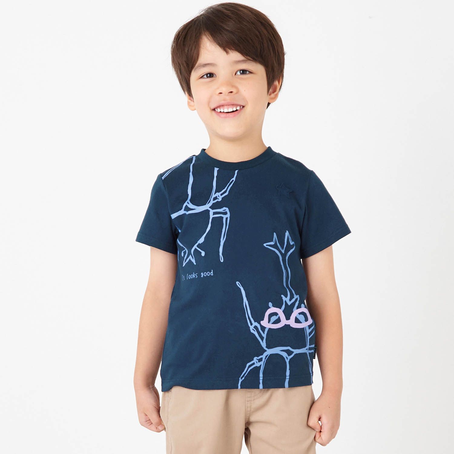 日本千趣會 - GITA 純棉印花短T-甲蟲素描-深藍