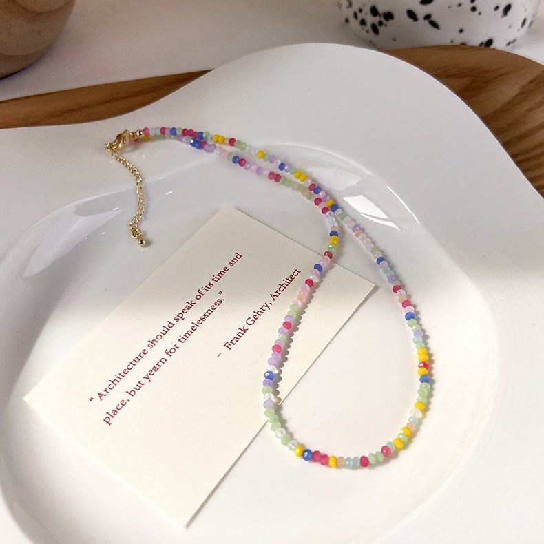 輕奢串珠水晶項鍊-藍色 (41cm)