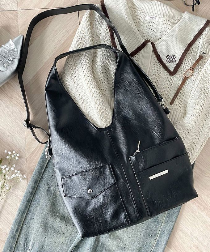 日本 Classical Elf - 俐落酷感大容量2way造型側背包-米杏