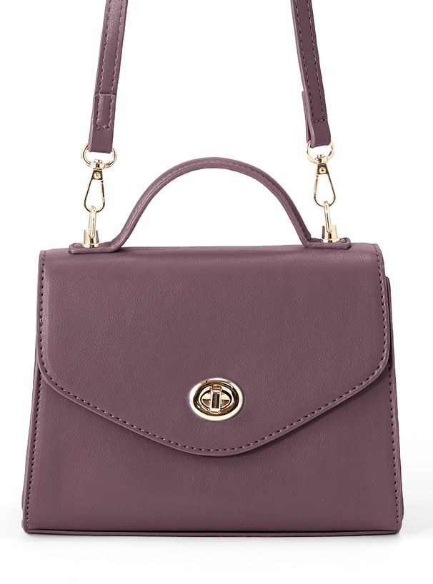 日本 GRL - 2WAY梯形金旋釦手提包/側背包-薰衣草