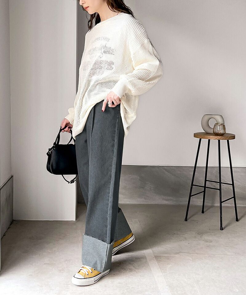 日本 Classical Elf - 美式復古反摺牛仔寬褲-淺水藍