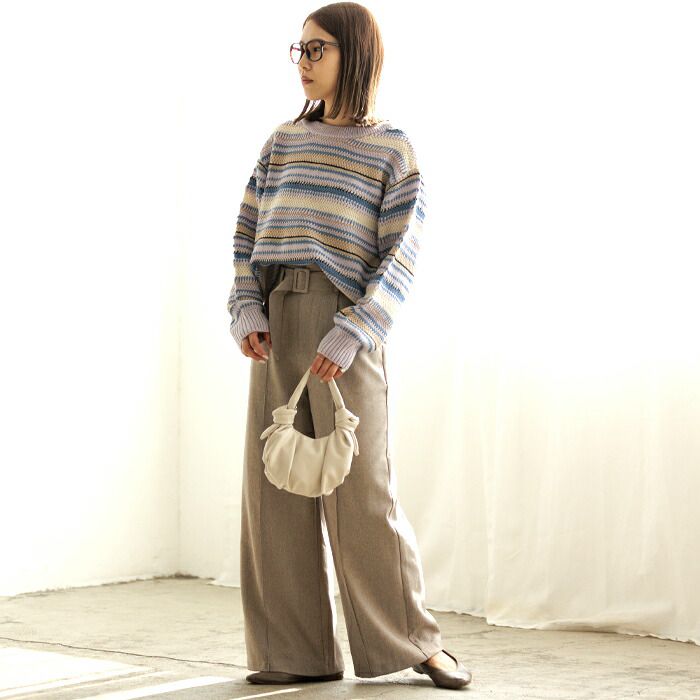 日本 ihuu - 2WAY繽紛條紋針織薄外套-卡其棕