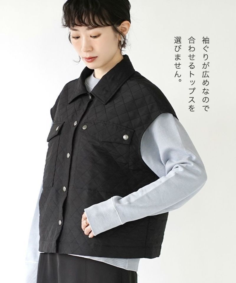 日本 zootie - 絎縫率性多口袋穿搭背心-米白