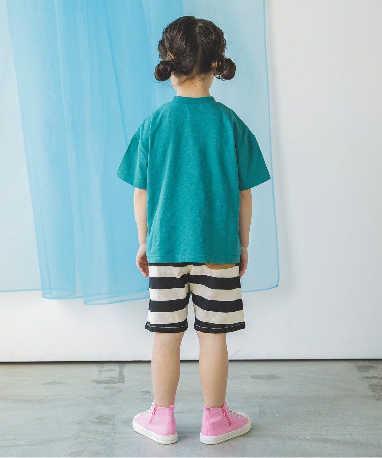 日本 BREEZE - 彩色標語短袖上衣-寶石藍