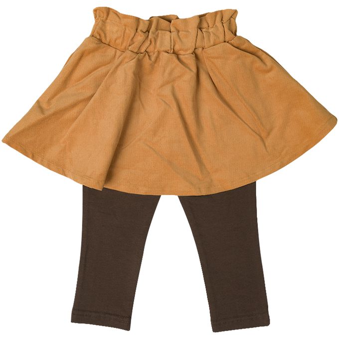 akachan honpo - 假兩件裙褲-超細燈芯絨-淺卡其色