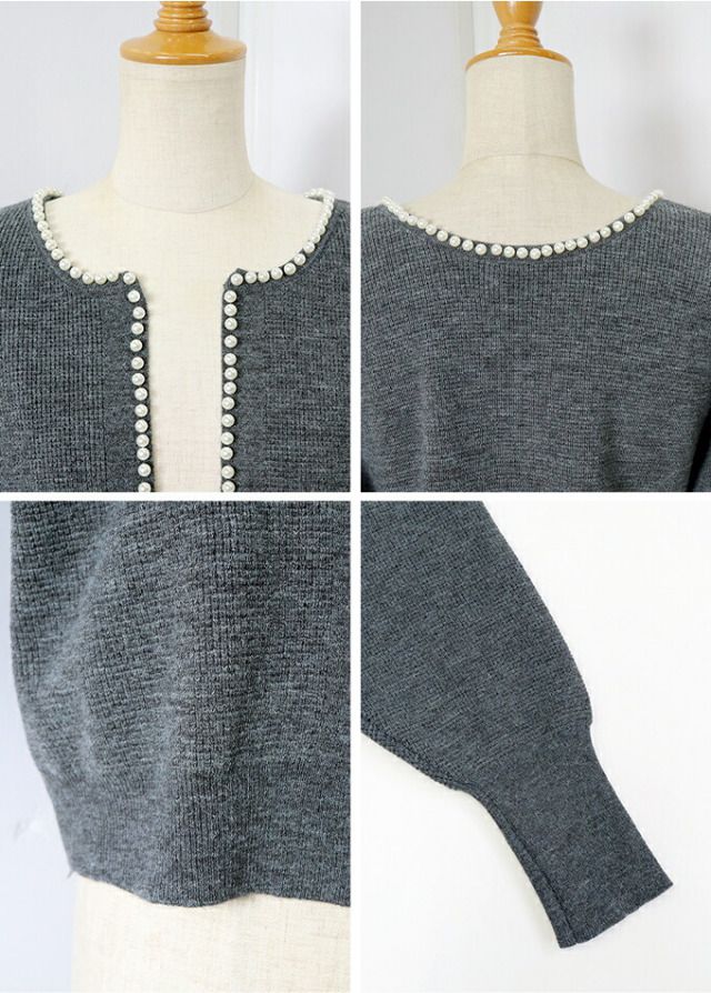 日本 BLUE EAST - 珍珠公主短版針織外套-米杏