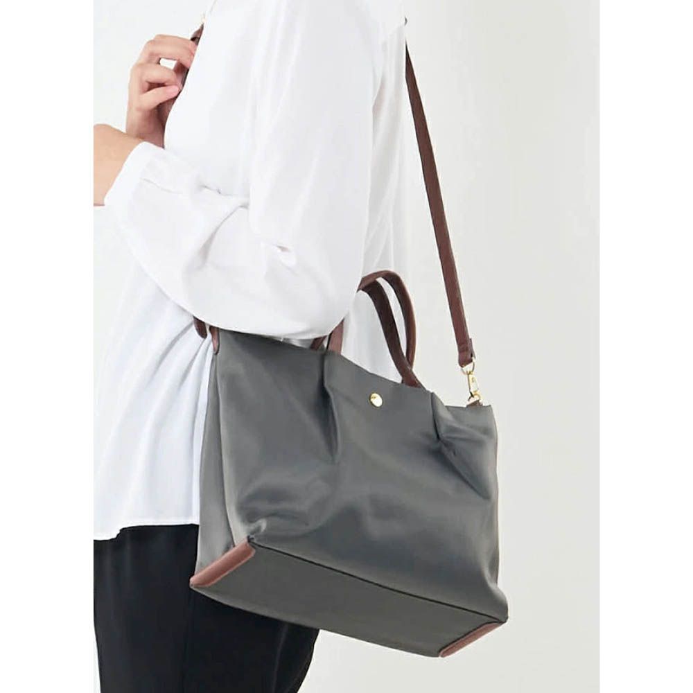 肩樂 時尚感皺摺防潑水手提/斜背包-灰 (24x27.5cm)