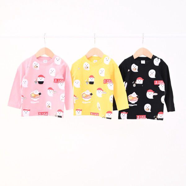 日本 Baby Room - 立體翻翻樂長袖上衣-幽靈拉麵-黑