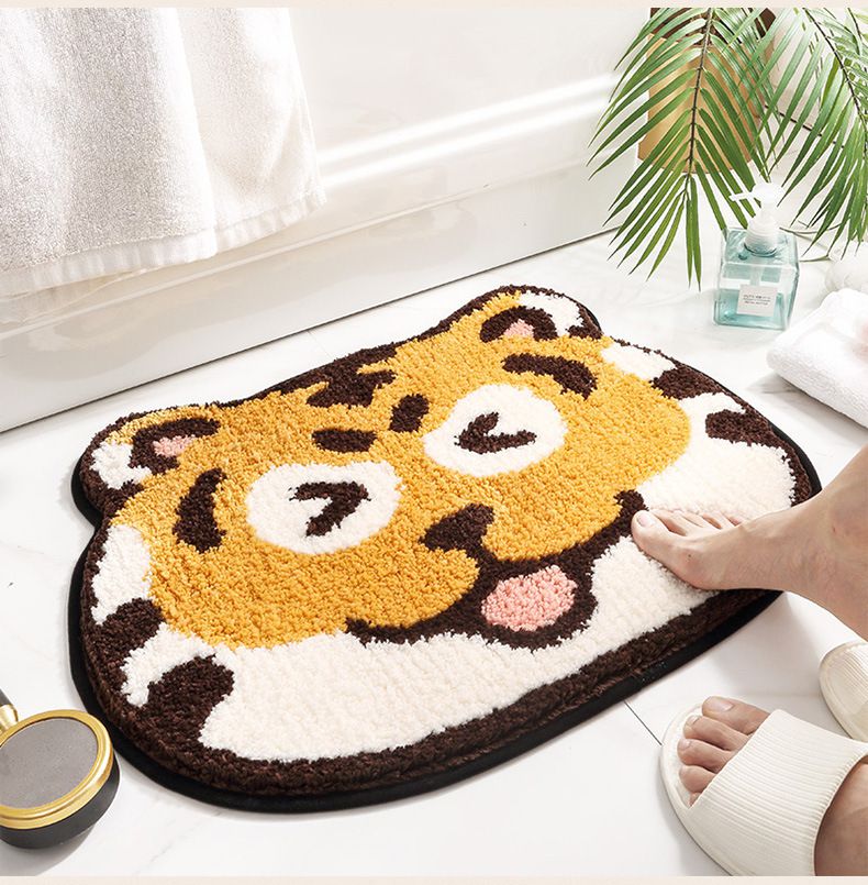 快速吸水植絨浴室腳踏墊-大頭小老虎
