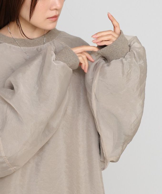 日本 Bab - 熱銷經典 薄紗層次裏毛長袖上衣-蘋果綠