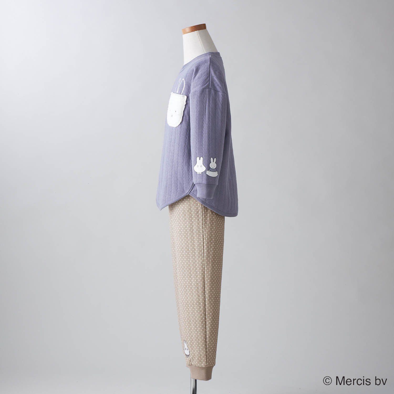日本千趣會 - (兒童) Hotcott 米飛兔 純棉鋪棉家居服/睡衣-紫灰